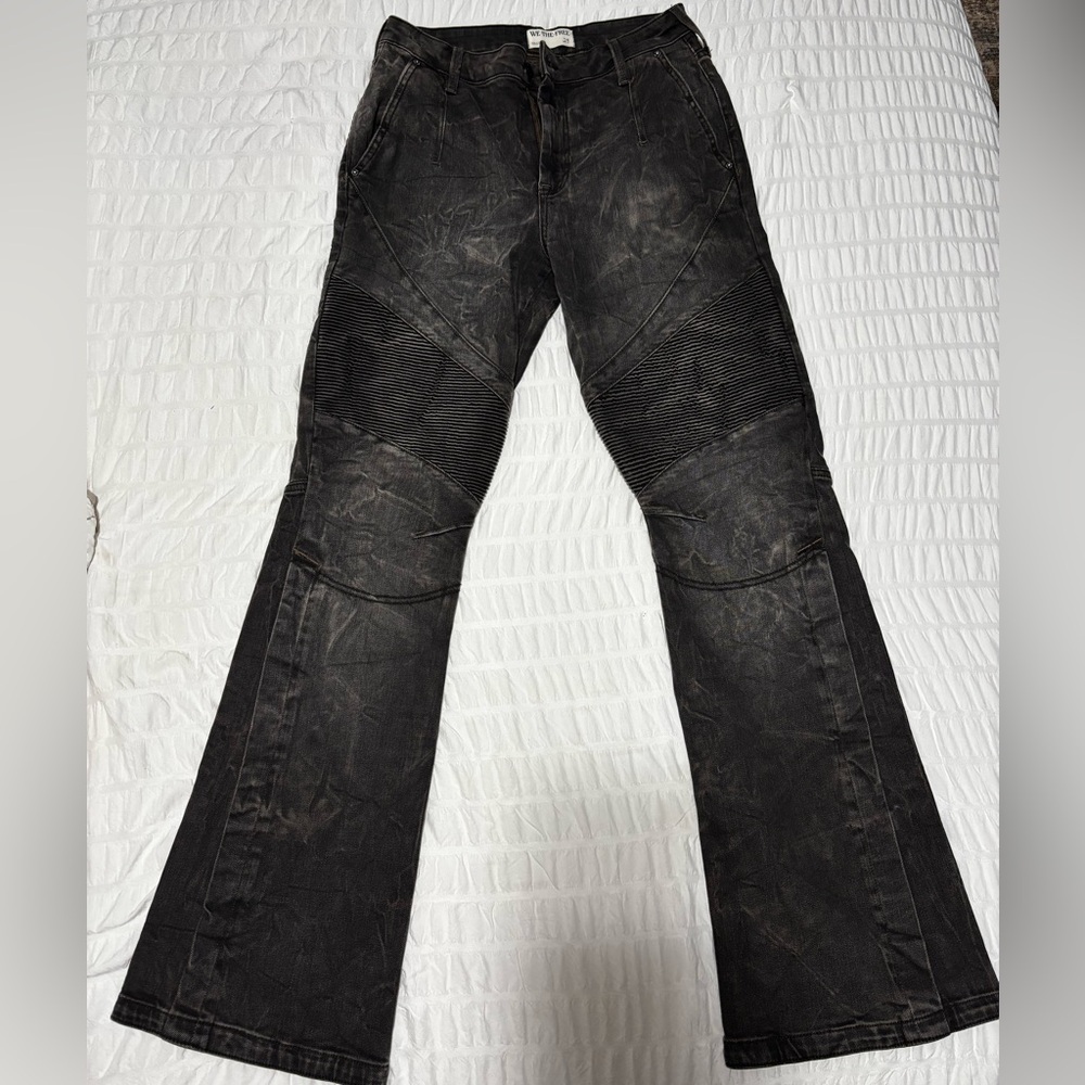 Like New Free People Vector Moto Mid Rise Flare Jeans
